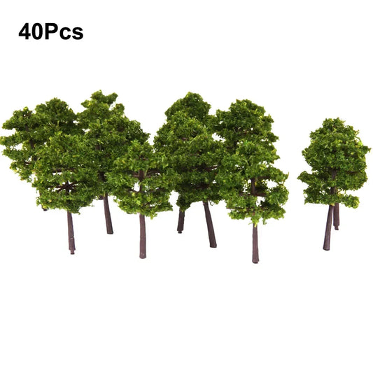 40pcs Deep Green Model Tree For N Gauge Railway Building  Scenery Layout 5cm Green Train Railroad Architecture DIY Crafts