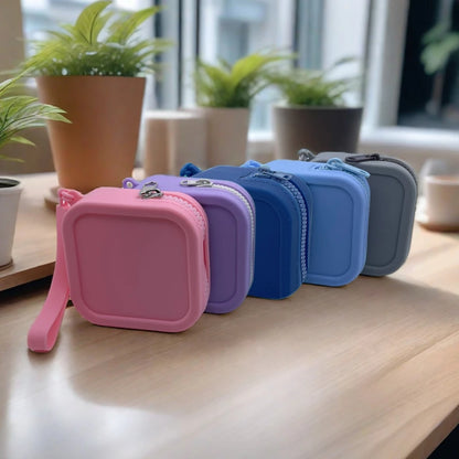 Silicone Square Coin Purse Earphone Storage Bag Women Portable Lipstick Cosmetic Bag Student Simple Small Item Bag