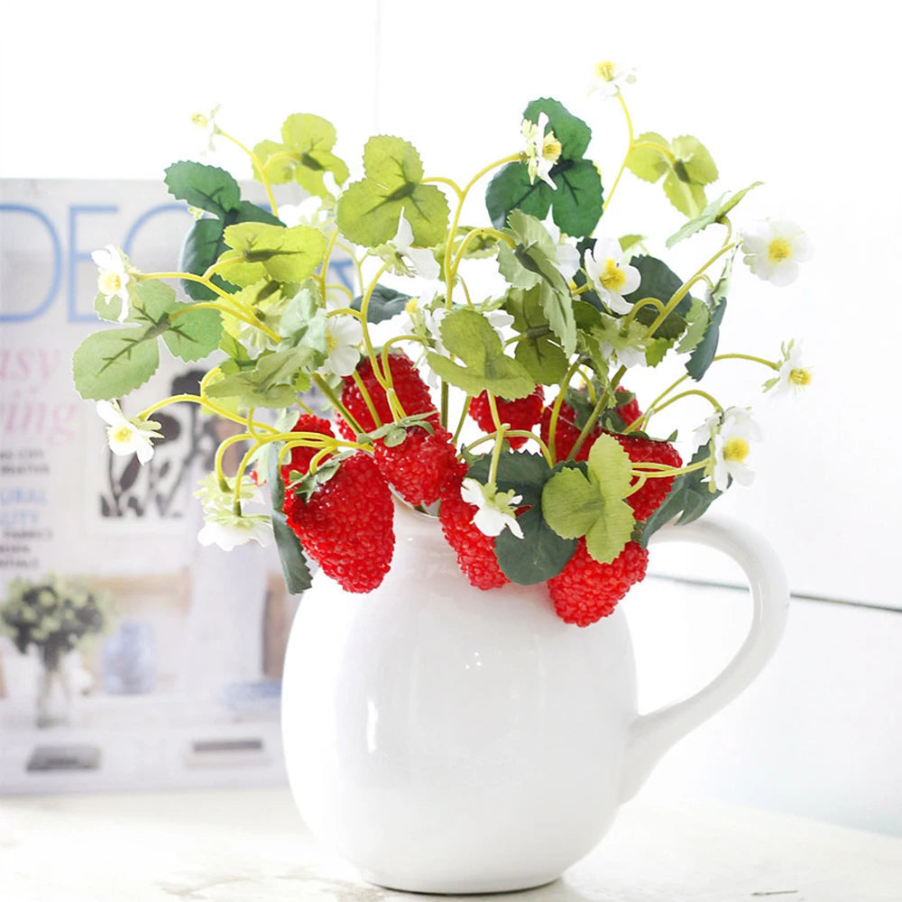 2 Big Heads Artificial Fake Strawberry Fruit Kitchen Home Wedding Party Decoration Home Decor Home Decoration Accessories
