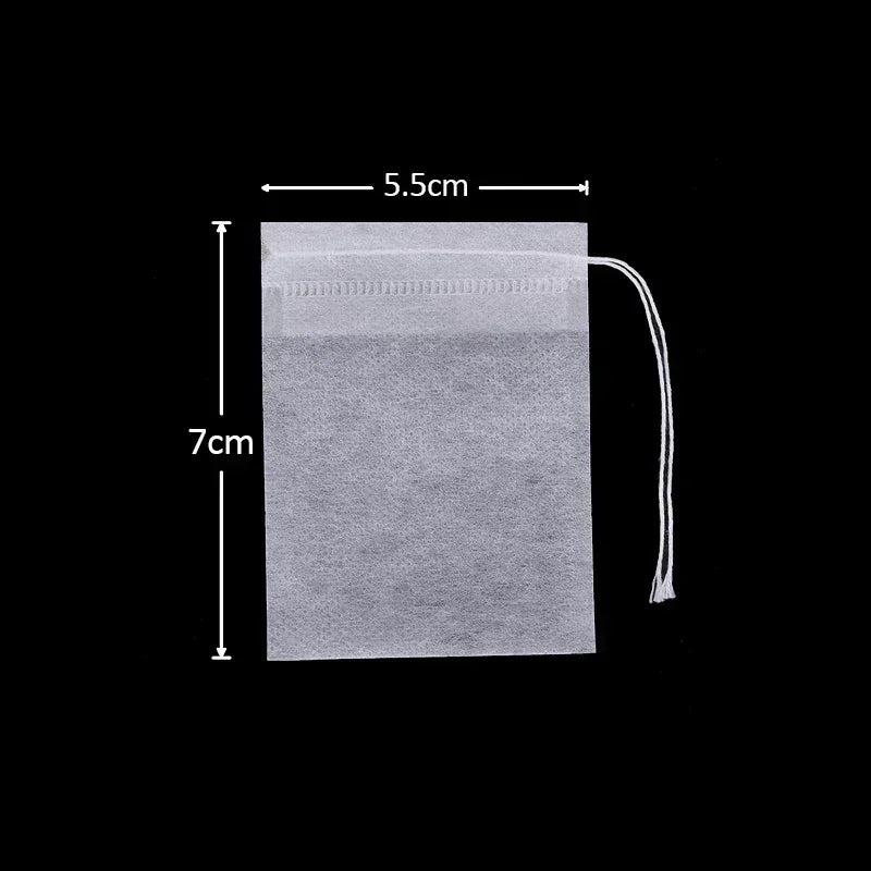 50pcs/lot Disposable Teabags Non-woven Fabric Tea Filter Bags for Coffee Spice Tea Bag with Drawstring Filters Kitchen Teaware