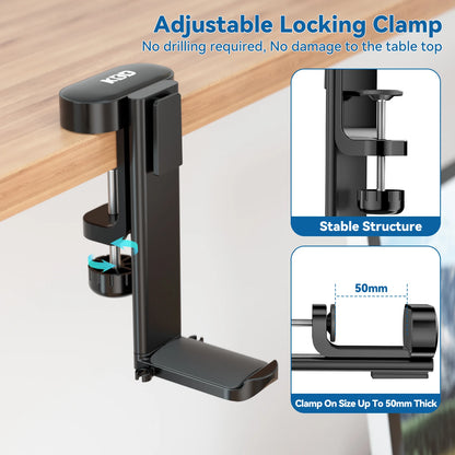 KDD 2 in 1 Replaceable Cup Holder Under Desk Clamp Headphone Stand Rotatable Headset Hanger Cup & Headset Storage