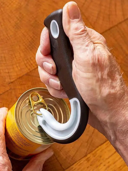Portable J-Shaped Easy Grip Tin Openers Kitchen Non-Slip Jar Opener Lid Opening Tools Ring Pull Can Opener Multifunctional
