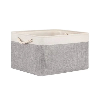 3sizes 1PCS foldable desktop storage basket with large capacity and handle for toys organizer, linen fabric storage basket for d