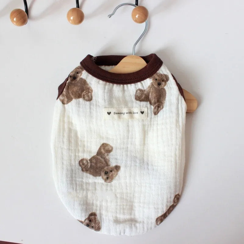 Pet Bear Vest Dog Cat Home Home pajamas Spring Summer Costume for Teddy Bulldog Soft Breathable Home pajamas
