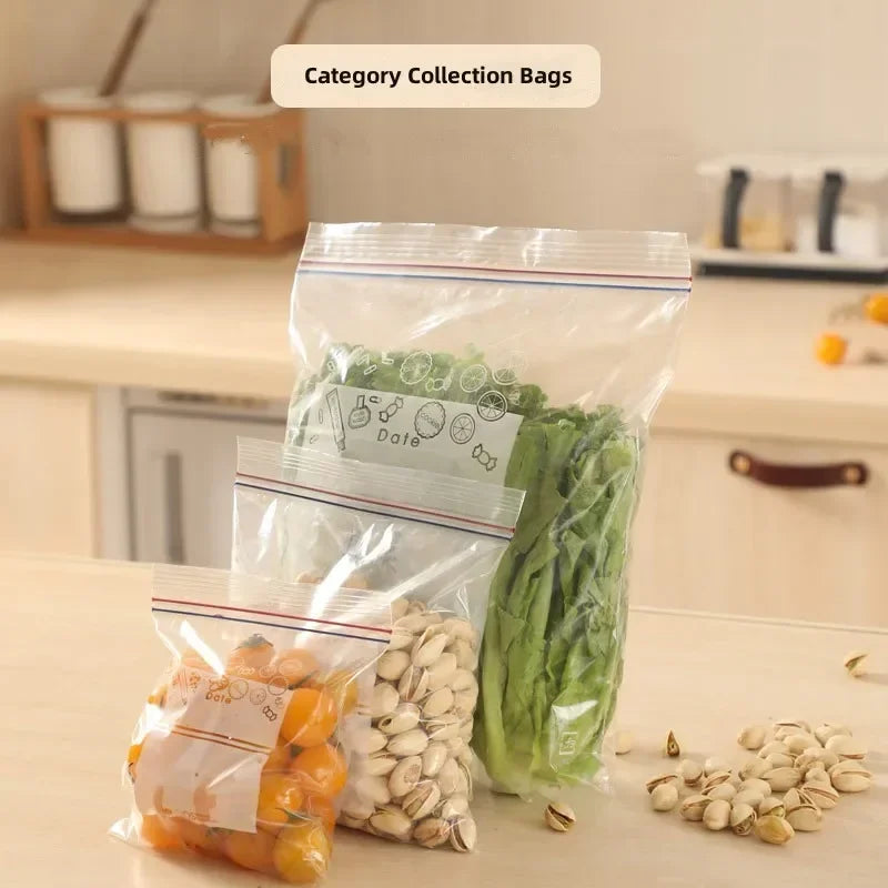 Reusable Zip Lock Bag Food Grade Transparent Storage Bag Refrigerator Fresh-keeping Bag Food Sealed Fruit Food Freezing Special