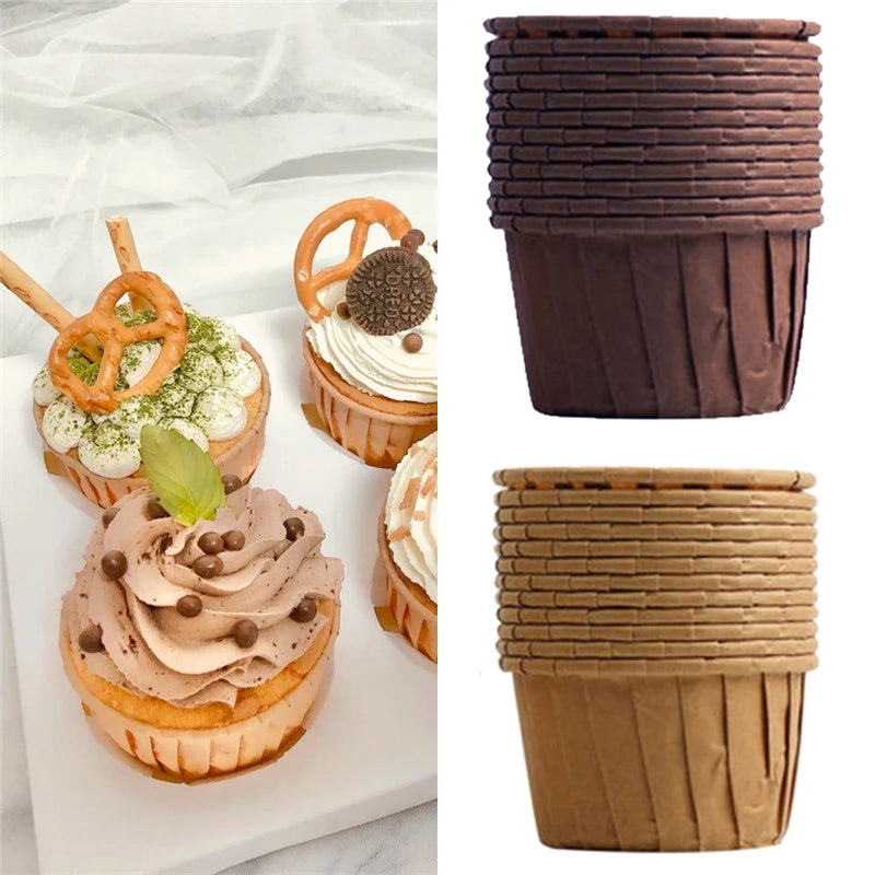 50pcs/pack Muffins Cup Paper Cupcake Wrappers Baking Cups Cases Muffin Boxes Cake Cup DIY Cake Tools Kitchen Baking Supplies