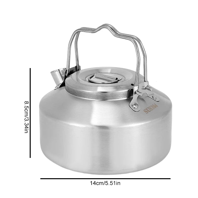 Outdoor Stove Kettle Stainless Steel Kettle Double Handle Stove Camping Tea Pot For Hiking Picnic Barbecue Portable Water Tankle
