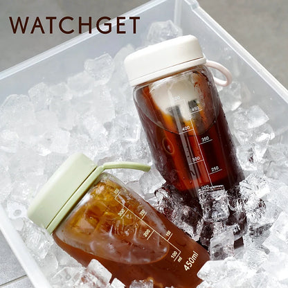 watchget Cold Brew Coffee Maker Travel Tumbler Portable Iced Coffee & Tea Infuser with Silicone Handle/Airtight Lid, Green/White