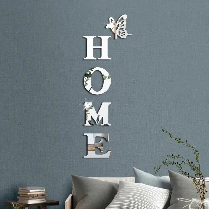 HOME Home Logo 3D Mirror Wall Sticker, Entrance Decoration, Home Decoration