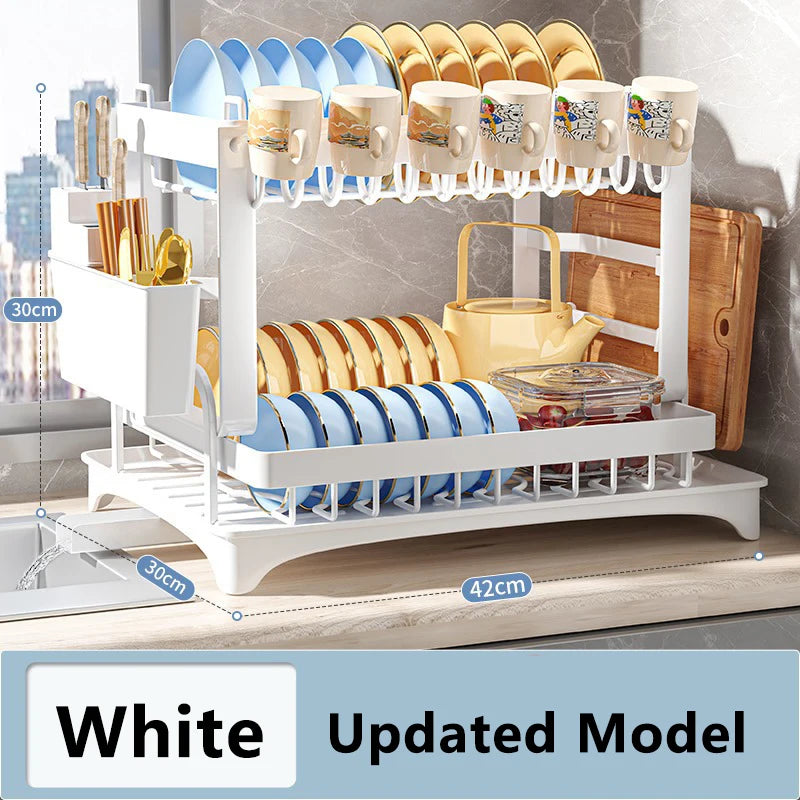 Double-layer Kitchen Dish Bowl Drainer Storage Rack Household Tableware Drain Chopsticks Knife Fork Water Cup Storage Holder
