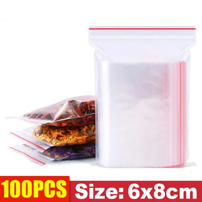 Thicken Zipper Sealed Bags Clear Plastic Storage Bag for Small Jewelry Food Packing Reclosable Zippers Sealing Pouch Wholesale