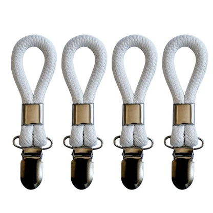 4PCS Bathroom Clips Braided Cotton Loop Metal Clamp Towel Clothes Pegs Household Multipurpose Cloth Hanger Kitchen Storage Racks