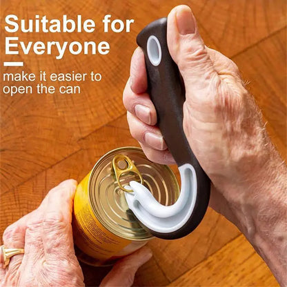 Portable J-Shaped Easy Grip Tin Openers Kitchen Non-Slip Jar Opener Lid Opening Tools Ring Pull Can Opener Multifunctional