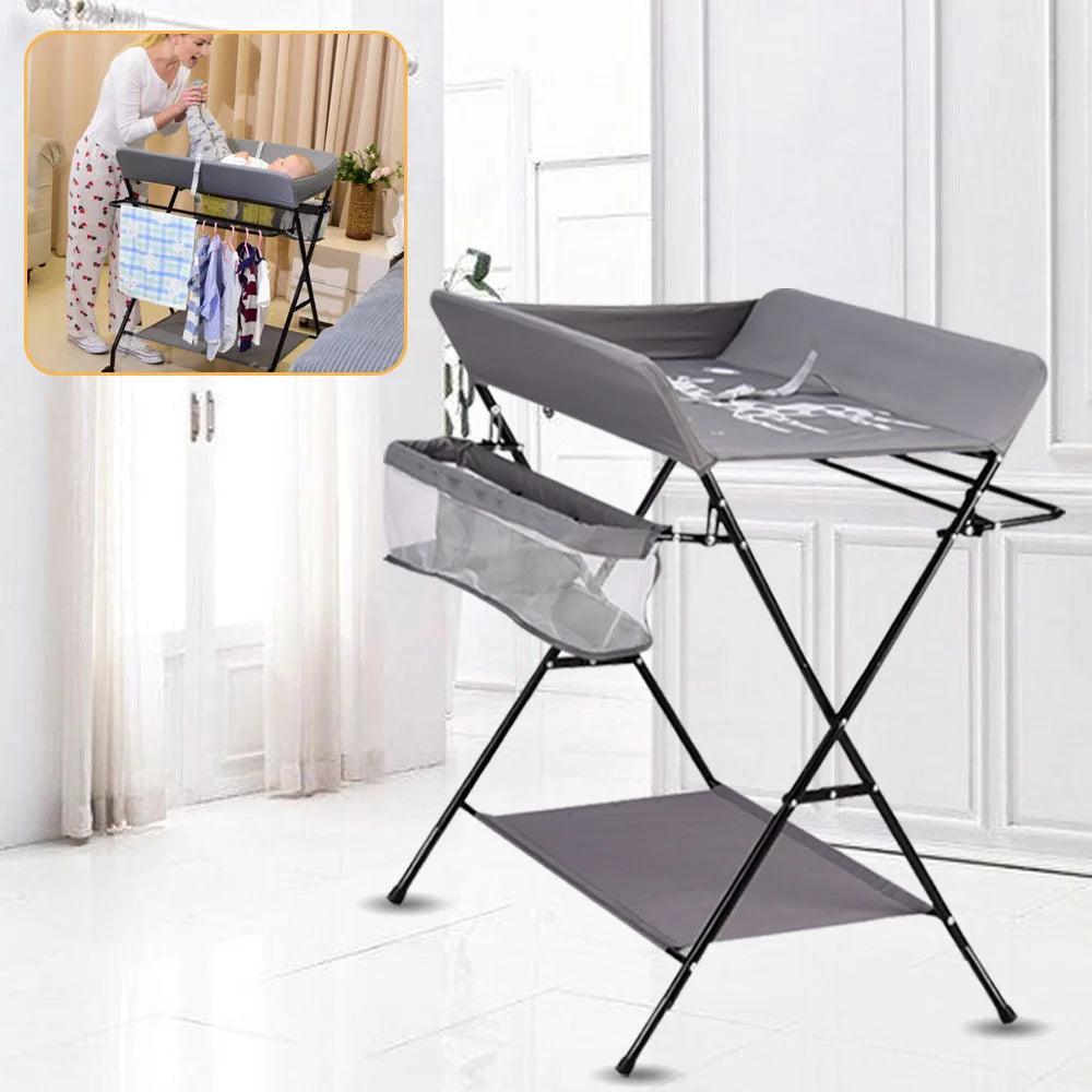 Portable Baby Changing Table Folding Nursery Changing Station Black/Khaki/Gray Load Capacity 15kg