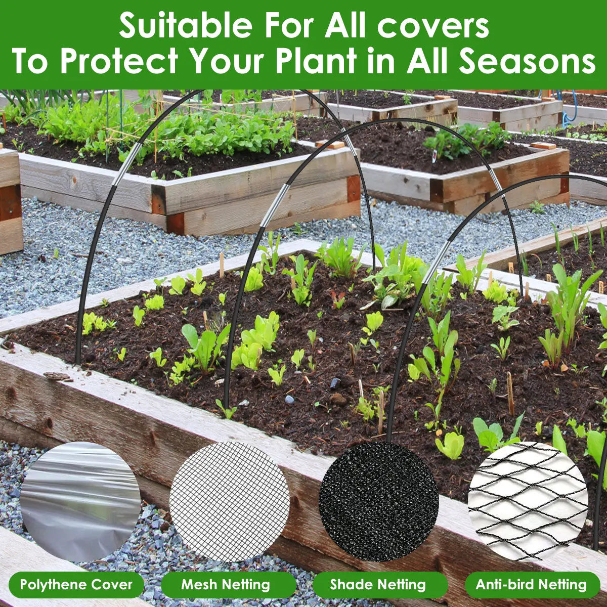 Greenhouse Plant Hoops Set Reusable Fibreglass Grow Set Seedling Arch Shed Bracket Vegetable Garden Grow Tunnel Support Hot Sale
