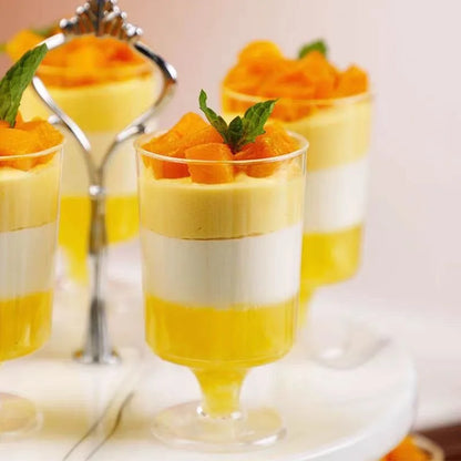 10/20PCS Plastic Western Tall Cup Disposable Ice Cream Mousse Household Pudding Small Plastic Party Christmas Dessert Cup