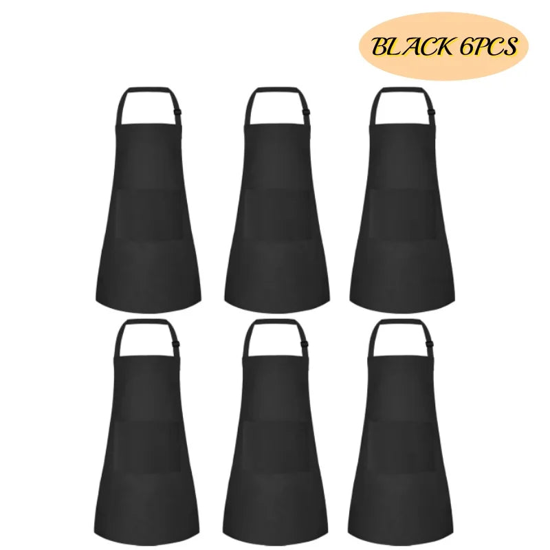 6-12 Pack Kids Painting Aprons with 2 Pockets Adjustable Chef Art Apron for Cooking Baking Painting Crafting Christmas Party