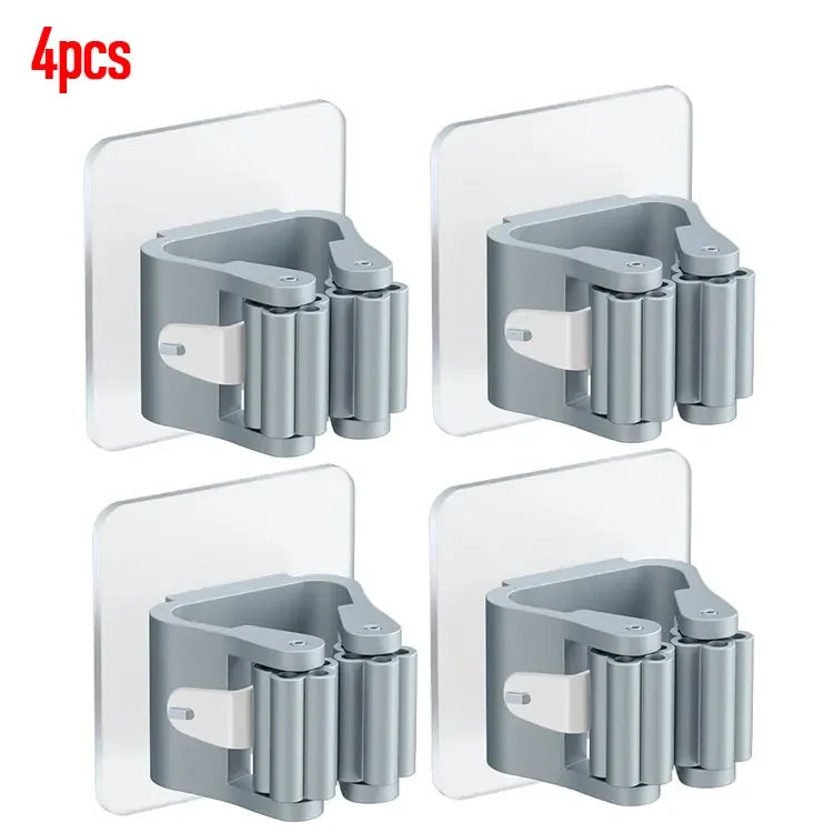 4PCS Wall Mounted Mop Organizer Holder Wall-Mounted Waterproof Mop Storage Rack Broom Hanger Hooks Household Tools
