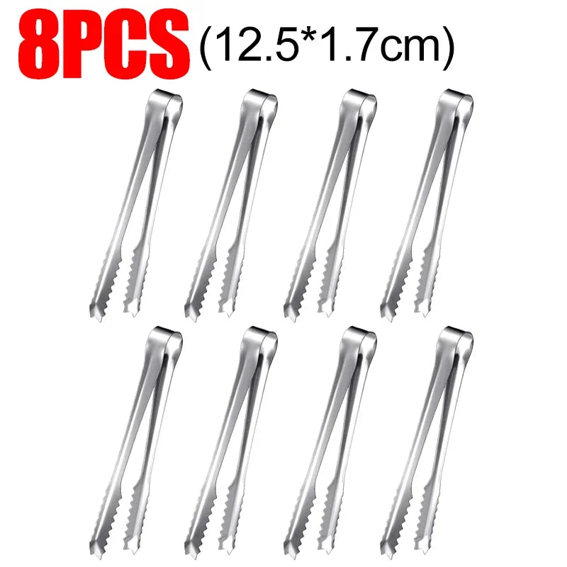 Stainless Steel Ice Tongs Bread Cake Clamps Salad Coffee Sugar Cubes Clips for Restaurant Bar Kitchen Tools Party Serving Tongs