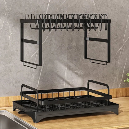 Double-layer Kitchen Dish Bowl Drainer Storage Rack Household Tableware Drain Chopsticks Knife Fork Water Cup Storage Holder