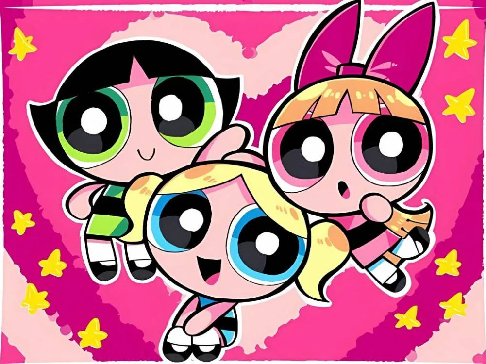 Cartoon The-P-Powerpuffs-G-Girls Cute Anime Stich Creation Set Printed Art Stitch Diamond Painting Mosaic 5d Handcraft Gift