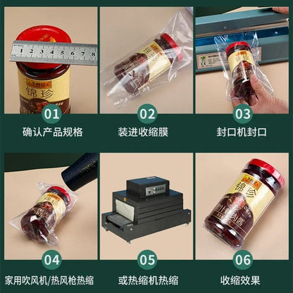Transparent Two End Connection Thermal Shrinkage Plastic Film Hot Air Shrink Book Shoes Storage Dustproof Seal Packaging Bags