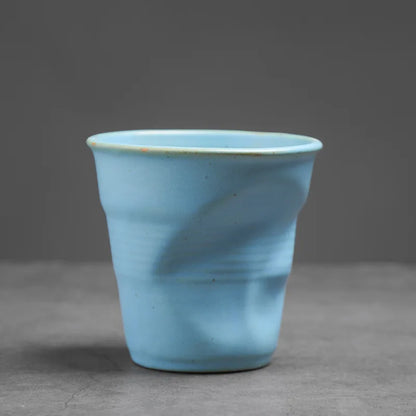 Creative Coarse Ceramic Coffee Cups Retro Irregular Folded Ceramic Mug