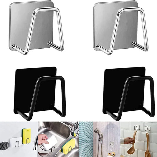 Kitchen Sponge Storages Sink Drain Drying Rack Shelf Toilet Bathroom Sponge Holder Cleaning Sponge Rack Hooks Accessories Tools