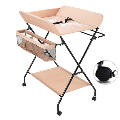 Portable Baby Changing Table Folding Nursery Changing Station Black/Khaki/Gray Load Capacity 15kg