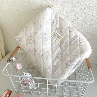 Storage Organizer Floral Puffy Quilted Makeups Bags Flower Printed Cosmetic Pouch Large Travel Cosmetics Bag Makeup Accessory
