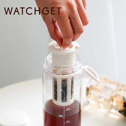 watchget Cold Brew Coffee Maker Travel Tumbler Portable Iced Coffee & Tea Infuser with Silicone Handle/Airtight Lid, Green/White
