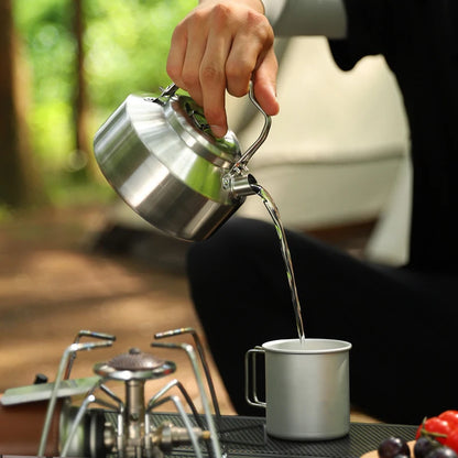 Outdoor Stove Kettle Stainless Steel Kettle Double Handle Stove Camping Tea Pot For Hiking Picnic Barbecue Portable Water Tankle