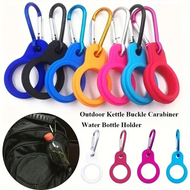 Portable Outdoor Carabiner Silicone Water Bottle Buckle Sports Bottle Buckle Kettle Clip Hook Tool Silicon Cup Holder