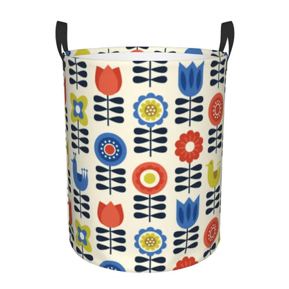 Custom Orla Kiely Multi Stem Flowers Laundry Basket Collapsible Scandinavian Style Toy Clothes Hamper Storage Bin for Kids