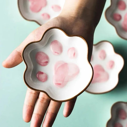 1pcs Cute Japanese Cartoon Creative Cute Cat Claw Flavor Plate Ceramic Soy Sauce Plate Seasoning  Household