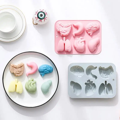 Human Organs Silicone Molds Heart Liver Brain Fondant Mold DIY Chocolate Candy Halloween Cake Decorating Tools