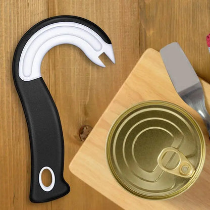 Portable J-Shaped Easy Grip Tin Openers Kitchen Non-Slip Jar Opener Lid Opening Tools Ring Pull Can Opener Multifunctional