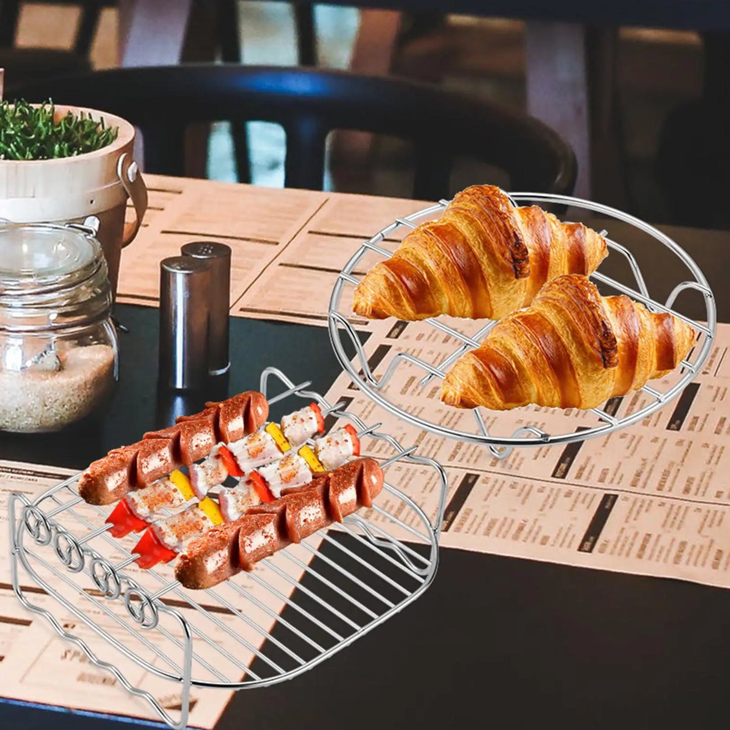 Air Fryer Rack  Stainless Steel Cookware Steamer Rack Cooking Baking Pot Stand Airfryer Grill Food Kitchen Steaming Racks Grid