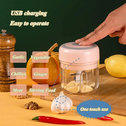 Electric Mini Garlic Mincer USB Vegetable Onion Chopper Portable Small Food Processor for Ginger Chili Vegetables