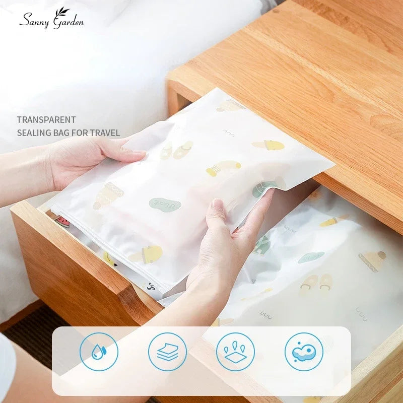 1pcs Travel Transparent Clothes Storage Bags Vacuum Bags for Shoes Makeup Underwear Zipper Packing Portable Organizer Pouch