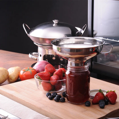 Stainless Steel Wide Mouth Funnel Canning Hopper Filter Food Pickles Jam Funnel Multi-function Wine Funnel Kitchen Gadgets
