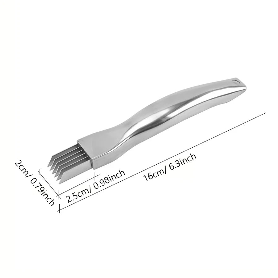 Stainless Steel Kitchen Knife for Chopped Green Onion with Curved Handle Design Food Speedy Chopper Silk the Knife