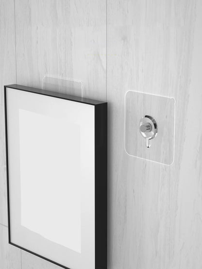 6x6cm Clear Adhesive Hooks - Damage-Free Heavy Duty Hanging Strips for Picture Frames & Wall Decor, No Nails Needed