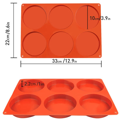 Large Silicone Cake Mold 6-Cavity Round Silicone Baking Mould Egg Pan Chocolate Muffin Mousse Tray DIY Cake Accessories