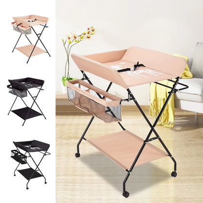 Portable Baby Changing Table Folding Nursery Changing Station Black/Khaki/Gray Load Capacity 15kg