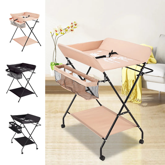 Portable Baby Changing Table Folding Nursery Changing Station Black/Khaki/Gray Load Capacity 15kg