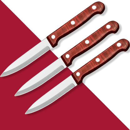 A Popular Stainless Steel Fruit Knife For Kitchen Straight Knives A Small Kitchen Accessory And A Wooden Hand-held Fruit Knife