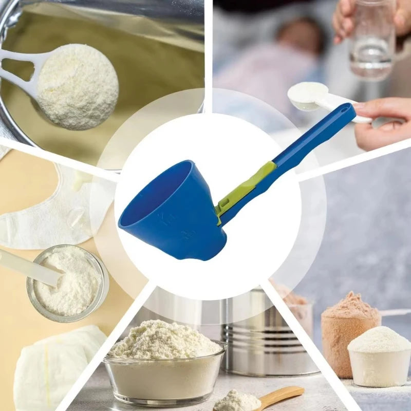2PCS 2-in-1 Measuring Scoop with Funnel Kitchen Spoons Funnel Scoop for Coffee Measuring Protein Flour Powder Funnel