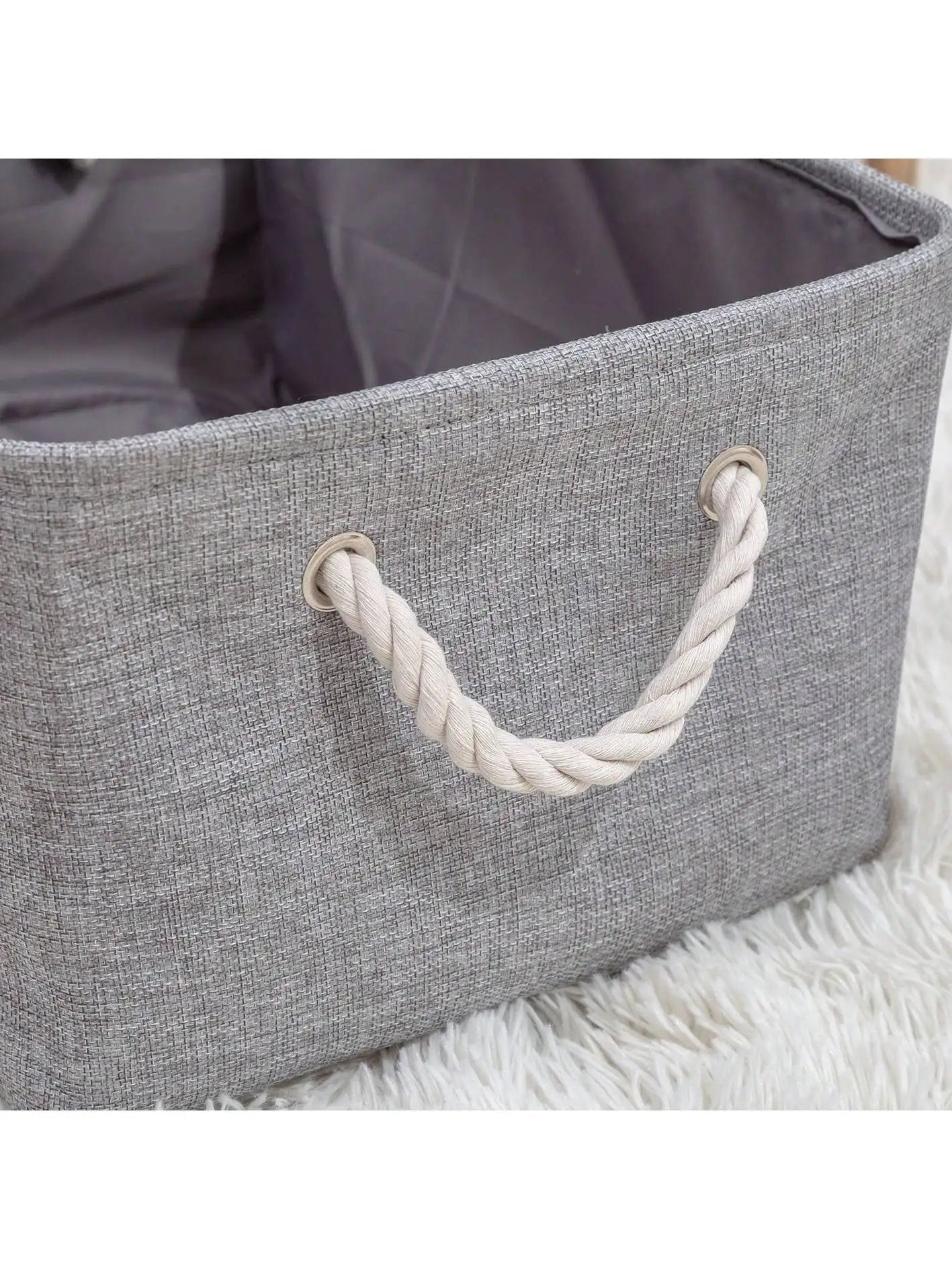 3sizes 1PCS foldable desktop storage basket with large capacity and handle for toys organizer, linen fabric storage basket for d
