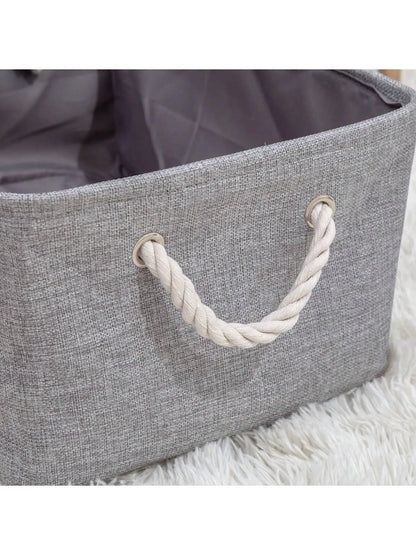 3sizes 1PCS foldable desktop storage basket with large capacity and handle for toys organizer, linen fabric storage basket for d